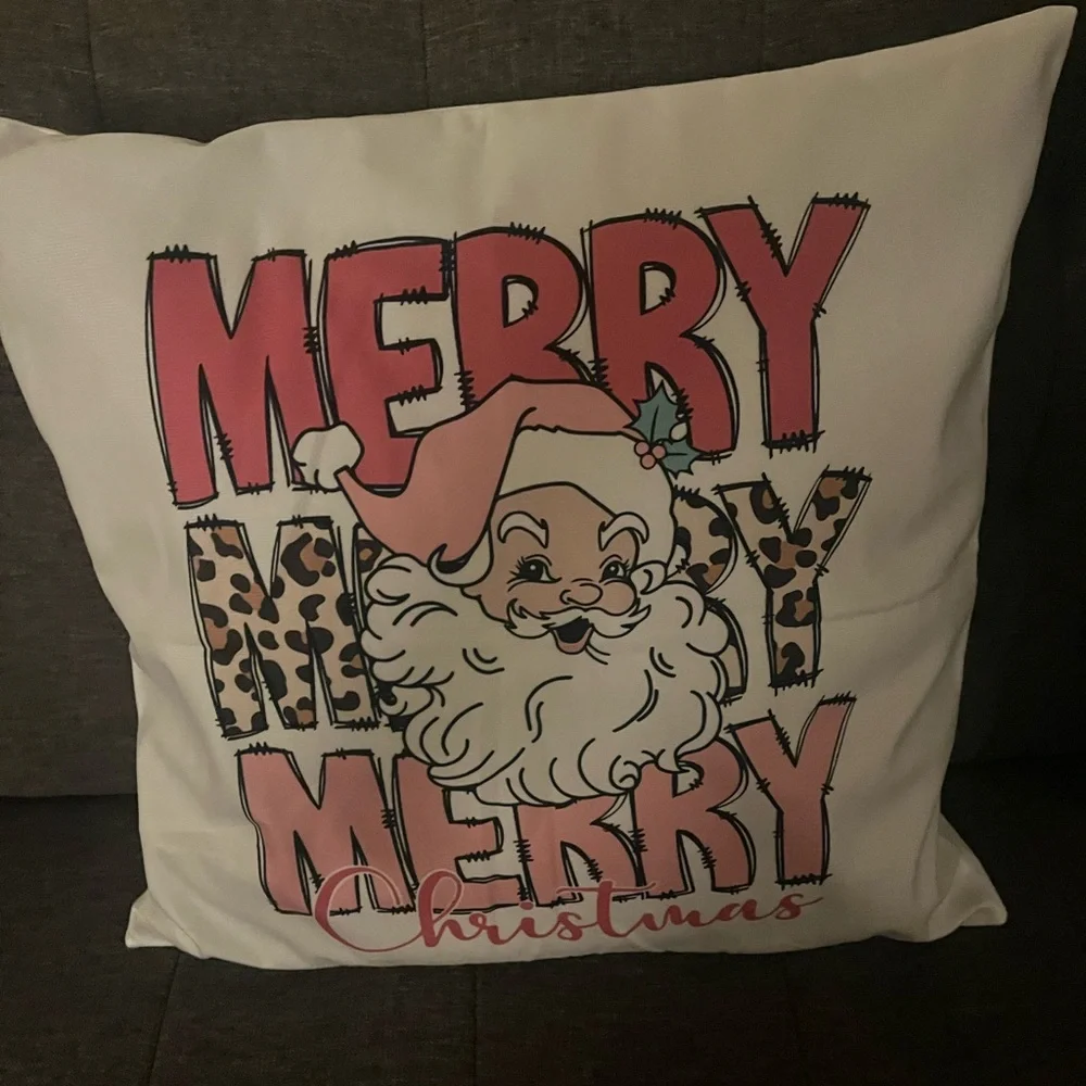 Merry Christmas Santa Throw Pillow case 14” x 14”